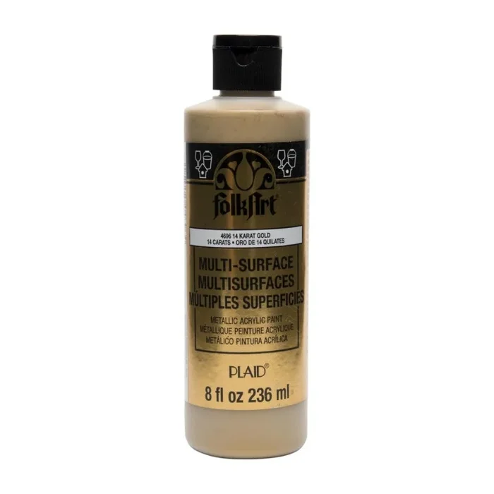Acrylic Paint Metallic 14K Gold 8Oz Folkart