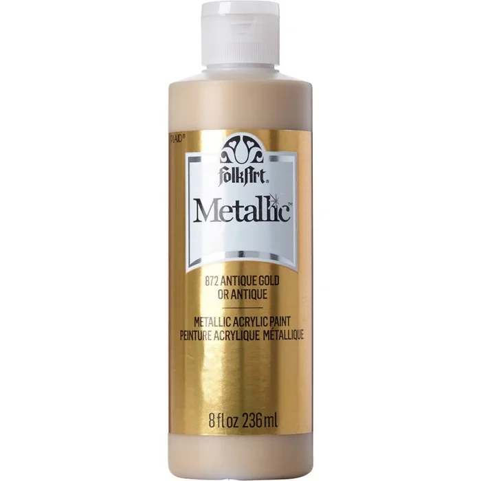 Acrylic Paint Metallic Antique Gold Folkart 8Oz