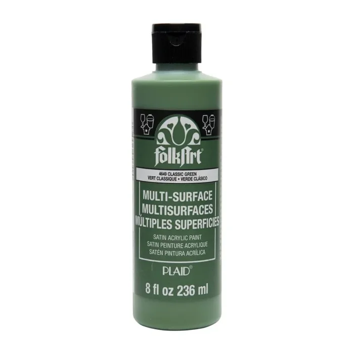 Acrylic Paint Satin Classic Grn 8Oz Folkart Multisurface