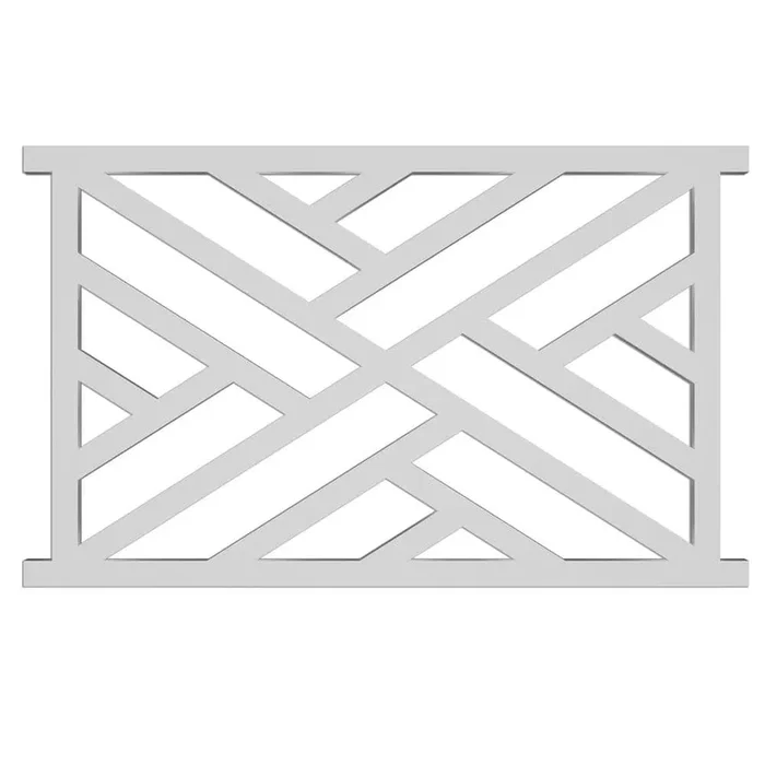 Acurio Latticeworks Chippendale 29 in. x 4 ft. White Decorative Vinyl Rail Panel
