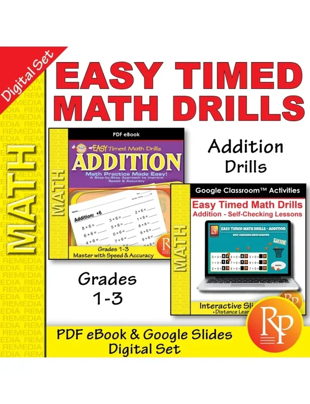 Addition: Easy Timed Math Drills Pdf & Google Bundle – Engaging – Daily Lessons