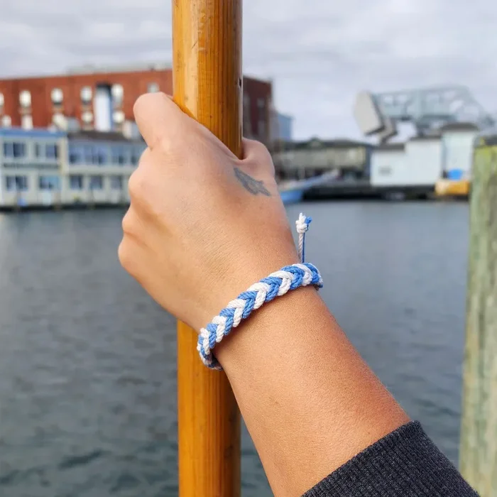 Adjustable Chevron Bracelet Woven 3/8″ – Blue