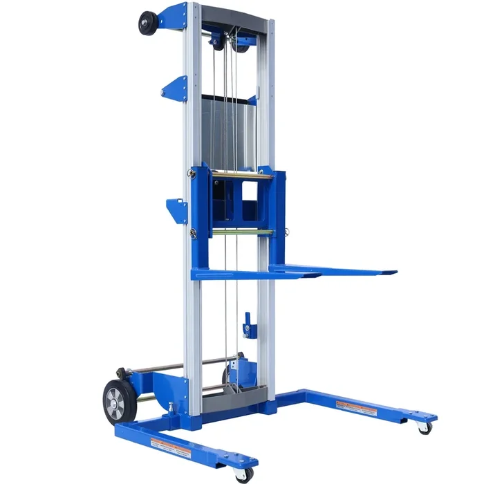 Adjustable Straddle Hand Winch Lift Truck, 42.90″ Length, 43.30″ Width, 66.9″ Height, 400 Lbs Capacity Blue Aluminium