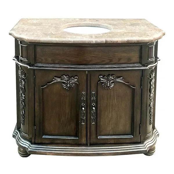 AFD Carved Seasoned Wood Vanity 42″ Single Sink Freestanding Bathroom Vanity