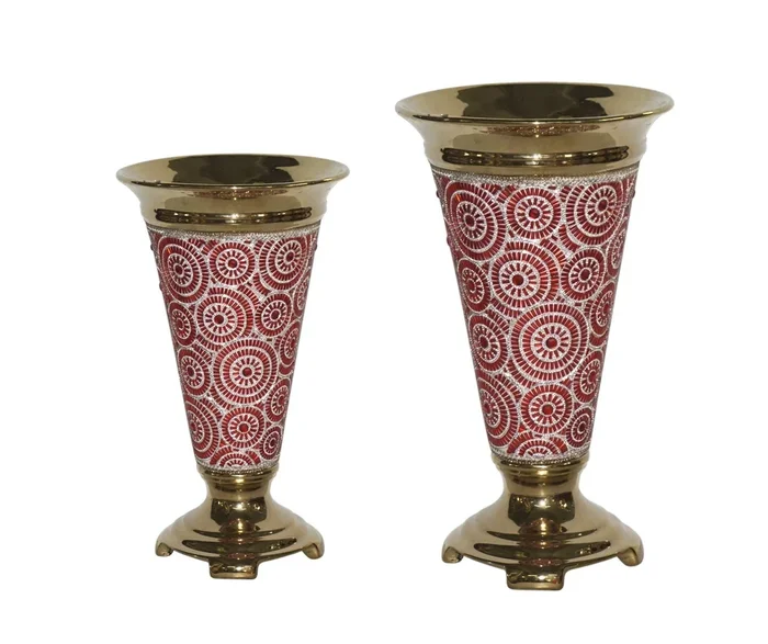 AFD Scarlet Crystal Vase Set Of 2