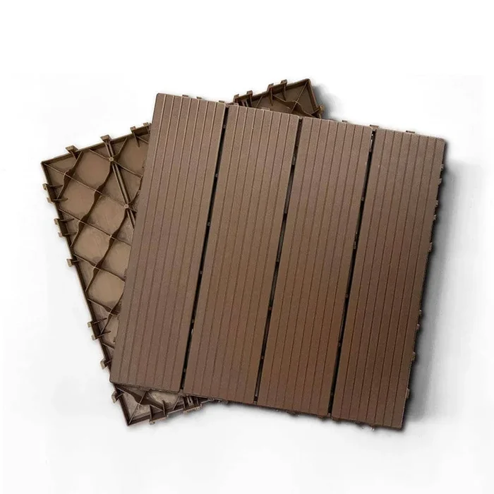 Afoxsos 1 ft. x 1 ft. Plastic Composite Deck Tile Set, All-Weather Easy to DIY and Maintain, Light Coffee (35-Pack)