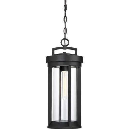 Aged Bronze and Clear Transitional Clear Glass Lantern Pendant Light