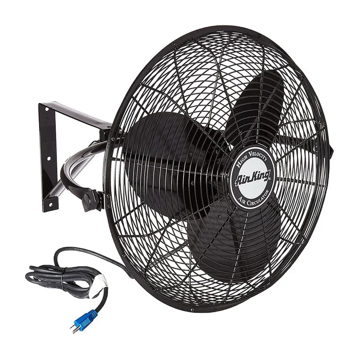 Air King 20″ 1/6 HP 3-Speed Non-Oscillating Enclosed Steel Wall Mount Fan, Black