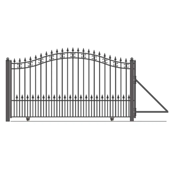 ALEKO St. Louis 12 ft. W x 6 ft. H Black Steel Single Slide Driveway with Gate Opener Fence Gate