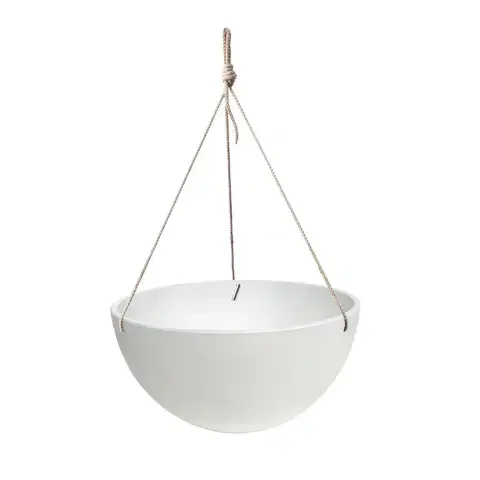 Algreen Acerra 21.7 in. H X 13.8 in. D Plastic Basket Hanging Bowl Planter White