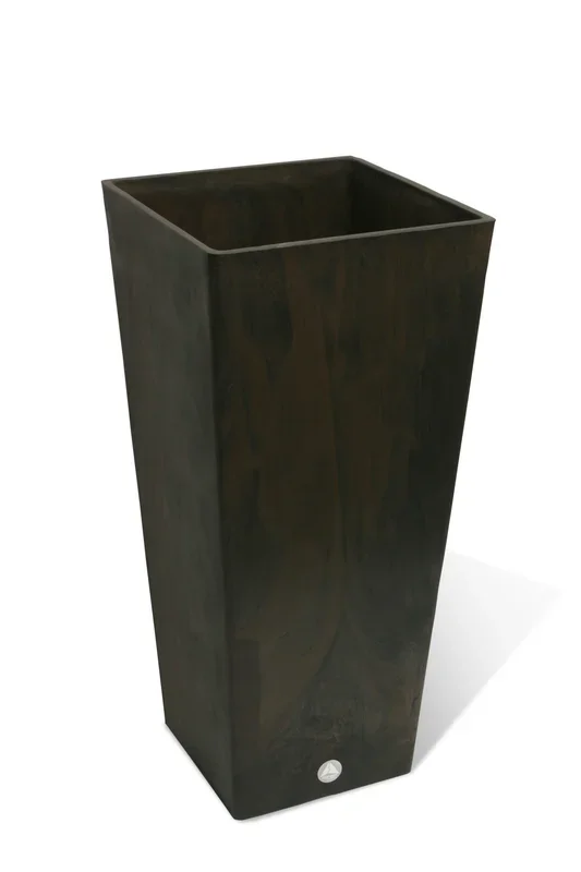 Algreen Valencia Planter, Square Taper Planter with Elevated Plant Shelf, 13-In. by 28-In. Height, Chocolate Marble