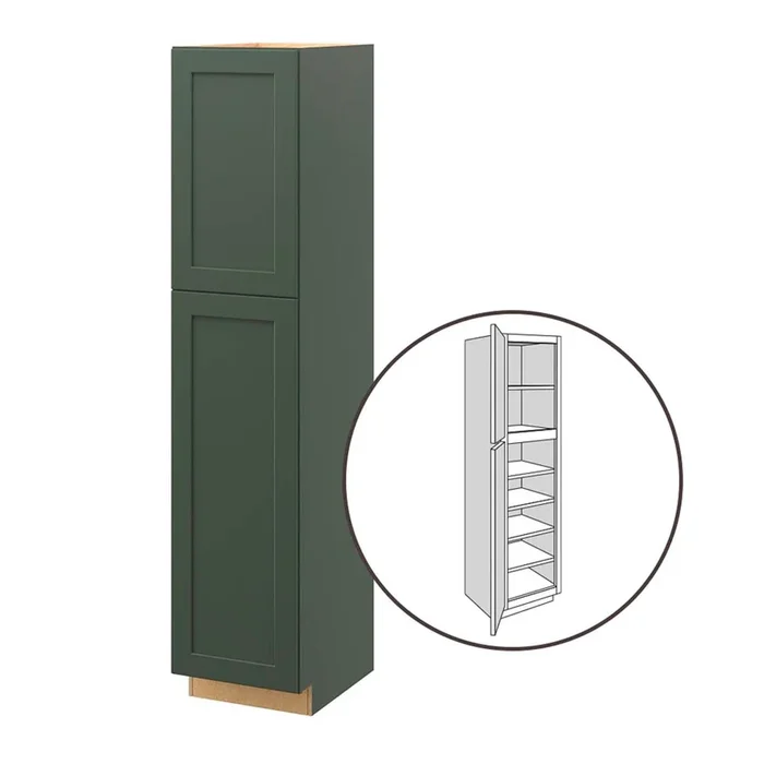 allen + roth Galway 18-in W x 84-in H x 24-in D Sage Pantry Fully Assembled Cabinet (Flat Panel Shaker Door Style)