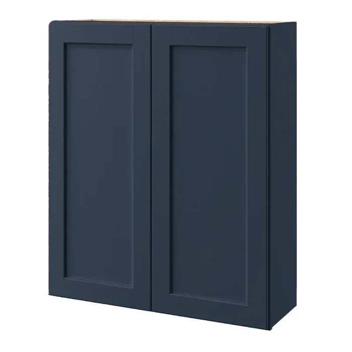 allen + roth Port 36-in W x 42-in H x 12-in D Navy Wall Fully Assembled Cabinet (Flat Panel Shaker Door Style)