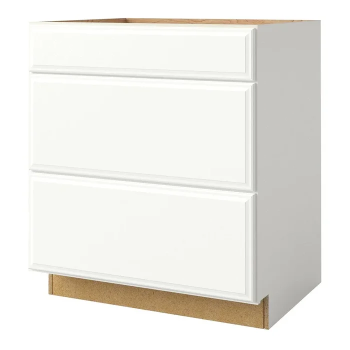 allen + roth Tilson 30-in W x 34.5-in H x 24-in D Linen 3-Drawer Base Fully Assembled Cabinet (Raised Panel Style)