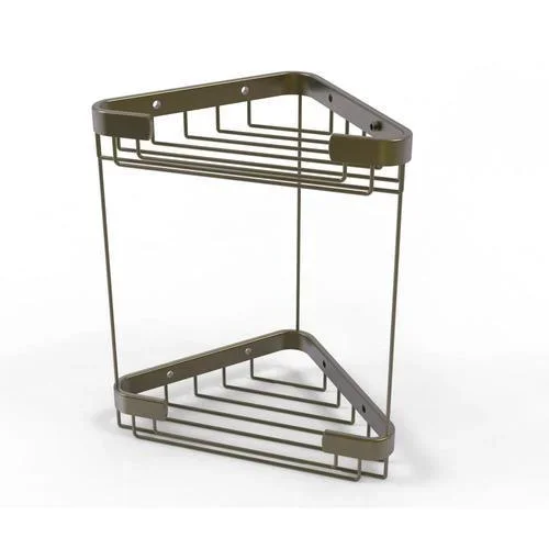 Allied Brass Double Tier Corner Shower Basket in Antique Brass