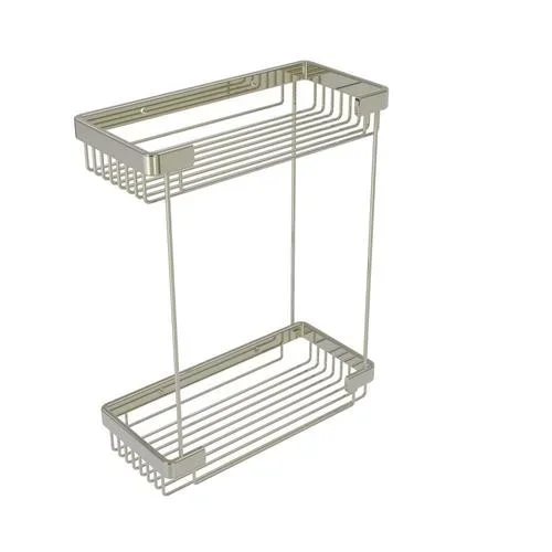Allied Brass Double Tier Rectangular Toiletry Shower Basket in Polished Nickel