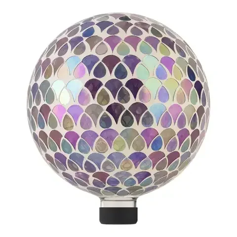 Alpine Multicolored Glass 12 in. H X 10 in. L X 10 in. W Mosaic Flower Gazing Ball