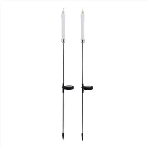 Alpine White Steel 40 in. H Solar Garden Stake
