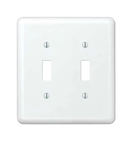Amerelle Devon White 2 gang Stamped Steel Toggle Wall Plate 1 pk