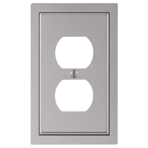 Amerelle Shaker Satin Nickel Gray 2 gang Zinc Duplex Wall Plate 1 pk