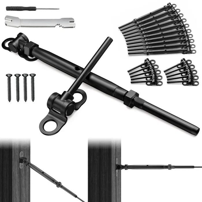 Angel Sar 1/8 in. Black Cable Railing Hardware, T316 Stainless Steel Adjustable Angle 1/8 in. Black Cable Railing Kit (10-Pack)