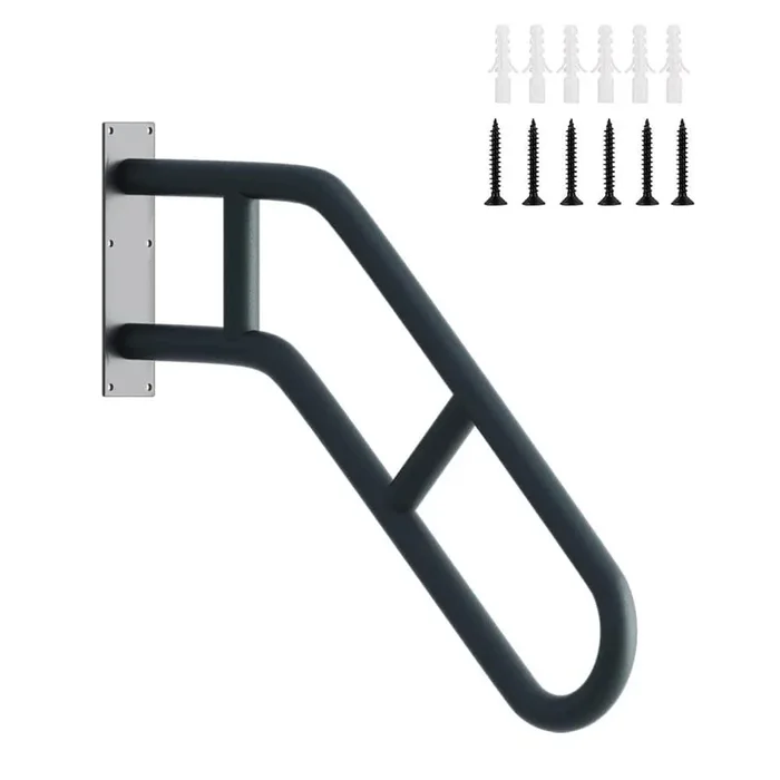 Angel Sar 2.08 ft. Metal Stair Handrails for 1-3 Steps, Wall Mounted Safety Grab Bar with 2 Anti-Skid Crossbar Good for Elderly