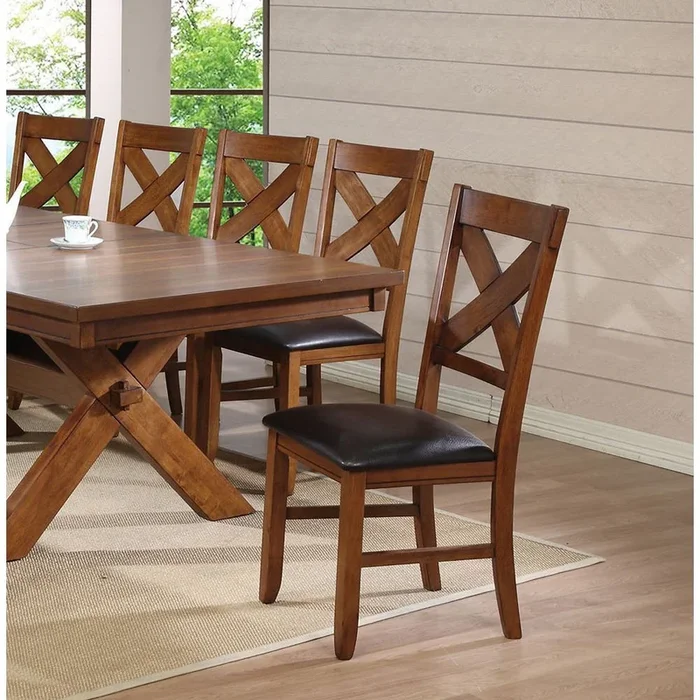 Apollo Side Chair (Set-2) in Espresso PU & Walnut