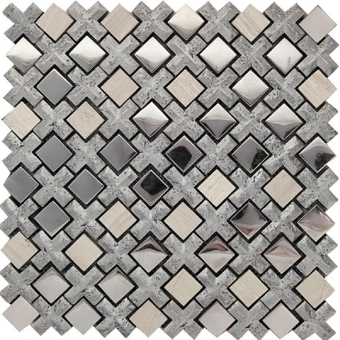 Apollo Tile Nirvana Silver 12-in x 12-in Polished Glass, Stone Marble Mixed Pattern Wall Tile (4.2-sq. ft/ Carton)
