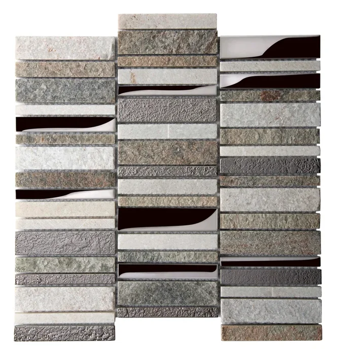 Apollo Tile (Sample) Floor and Wall Tile Brown and Gray 4-in x 6-in Polished Glass/Metal/Stone Marble Linear Mosaic Floor and Wall Tile