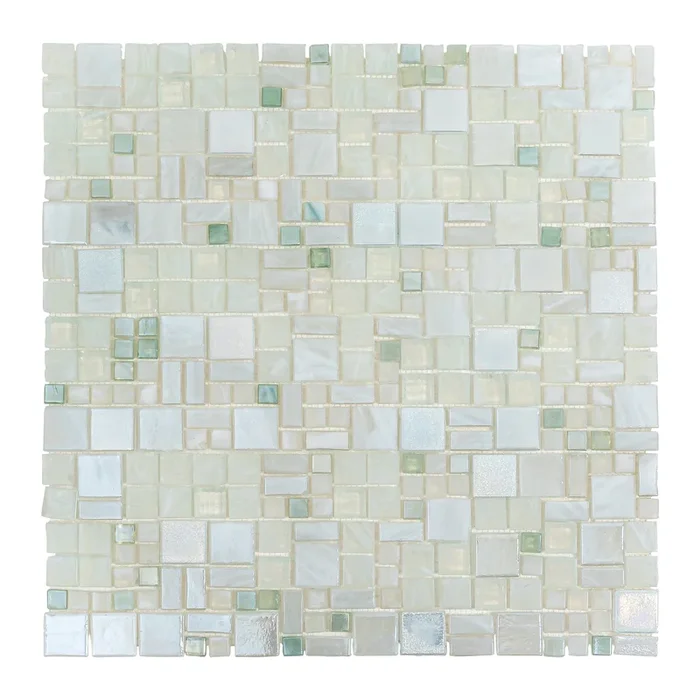 Apollo Tile (Sample) Majeste White 4-in x 4-in Glossy Glass Mixed Pattern Patterned Floor and Wall Tile