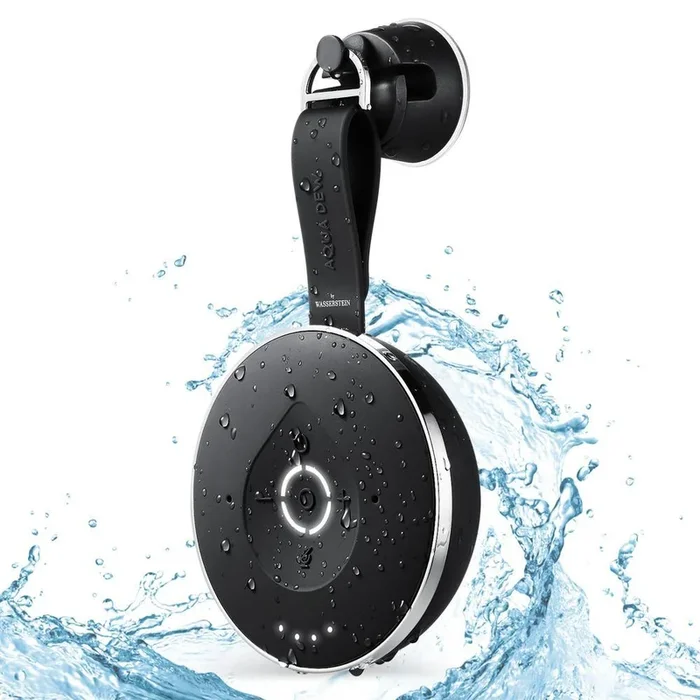 Aqua Dew – The World’s First Splashproof Alexa Shower Speaker – Wi-Fi and Bluetooth-Enabled Smart Speaker in Black