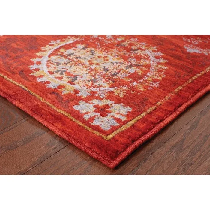 Archer Lane Narcissus 8 x 10 Red Indoor Floral/Botanical Area Rug
