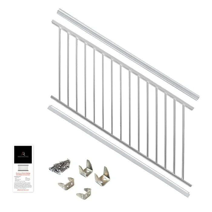 Aria Railing 42 in. x 69.43 in. White Powder Coated Aluminum Preassembled Deck Stair Railing