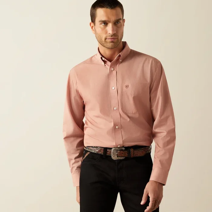 Ariat Men’s Big & Tall Solid Brick Classic Fit Western Shirt