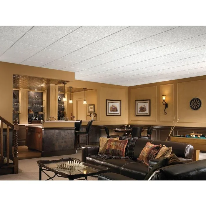 Armstrong Ceilings 24-in x 24-in Brighton 16-Pack White Textured 15/16-in Drop Acoustic Panel Ceiling Tiles