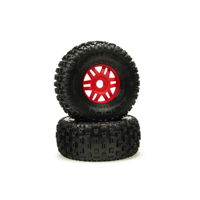 ARRMA TIRE/WHEEL ASSY 2PK RED