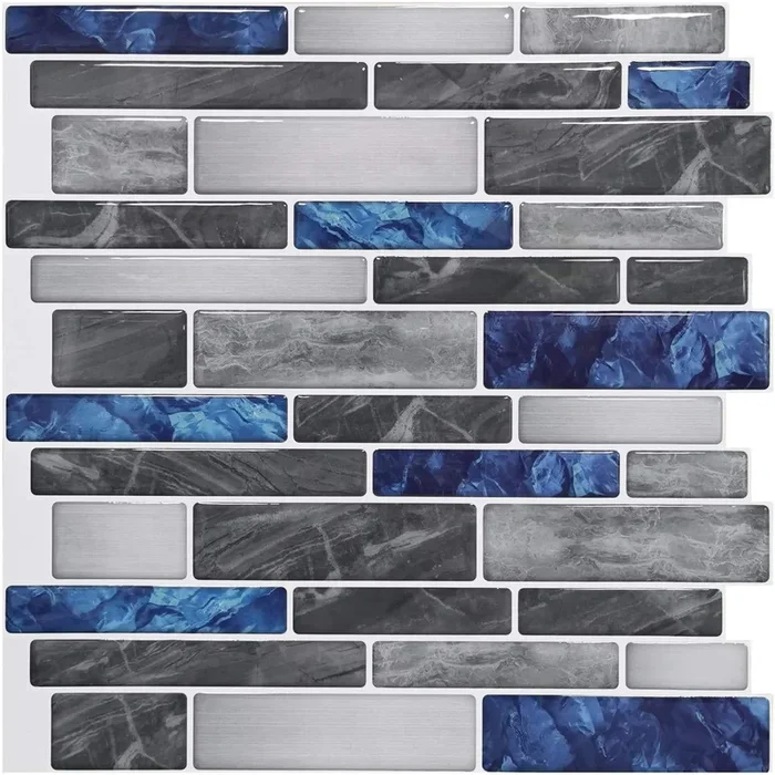 Art3d Marble Blue&Gray 12 in. x 12 in. Peel and Stick Wall Tile Backsplash (10-Pack)