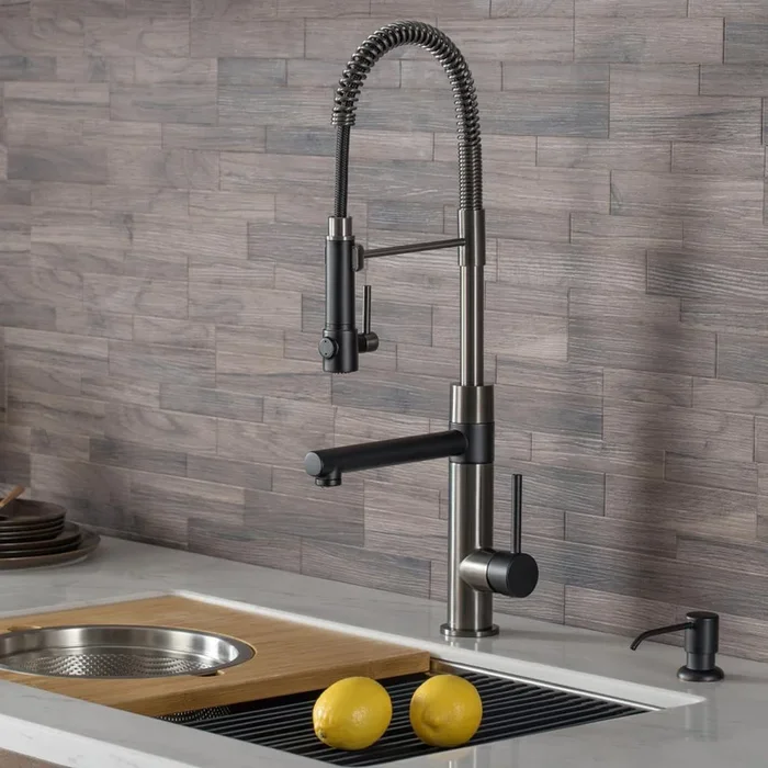 Artec Pro Single-Handle Pull-Down Sprayer Kitchen Faucet with Pot Filler in Matte Black/Black Stainless Steel