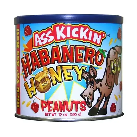 Ass Kickin’ Habanero Honey Peanuts 12 oz Canister