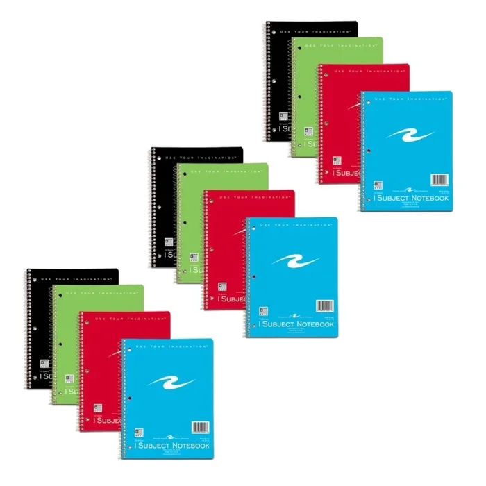 Assorted 1-Subject Spiral Notebooks Pack Of 12