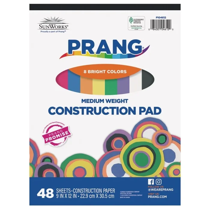 Assorted 9″ X 12″ Construction Paper Pad 48 Sheets