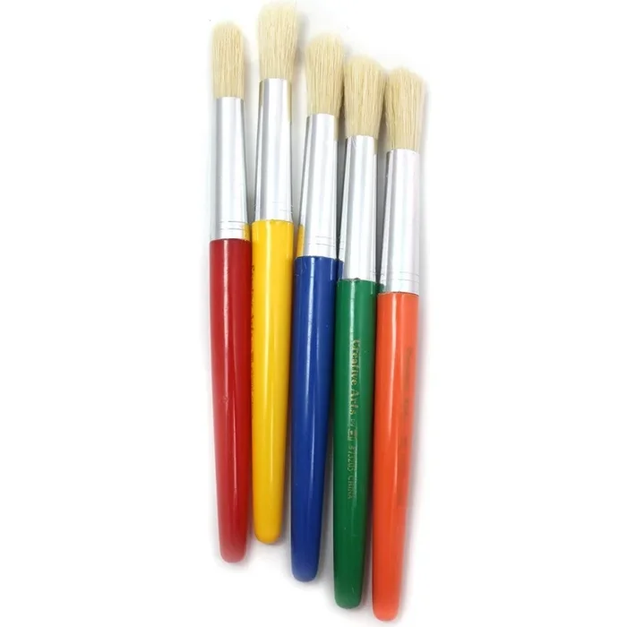 Assorted Stubby Round Natural Brushes Set Of 5