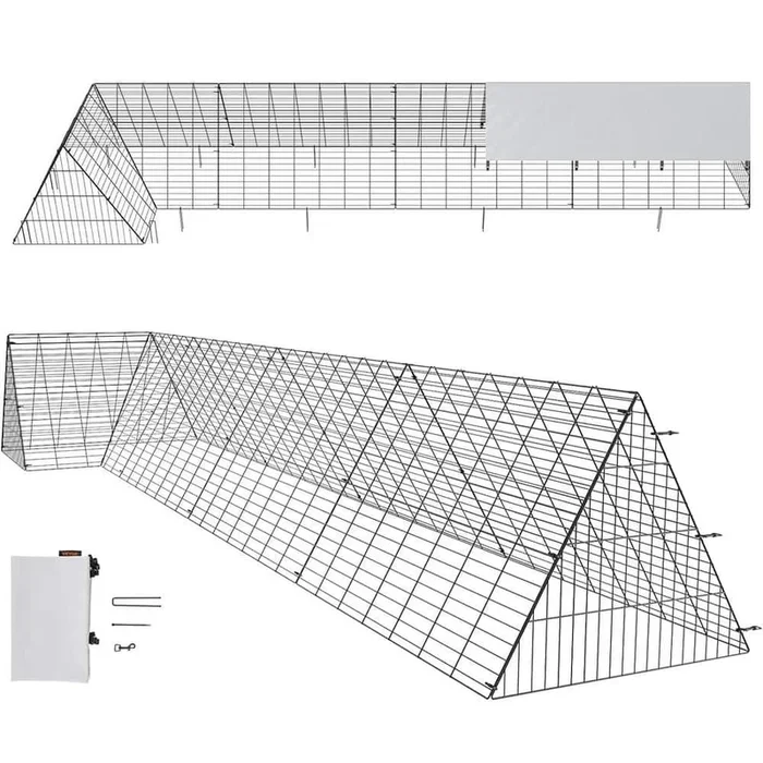 ATENGNES 157.5 in. x 39.4 in. x 24.2 in. Outside Portable Chicken Tunnels with Corner Frames Fence Kit for Ducks, Rabbits