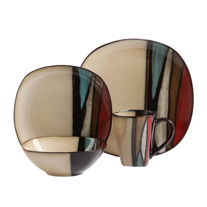 Athlea 16-Piece Casual Multicolor Stoneware Dinnerware Set (Service for 4)