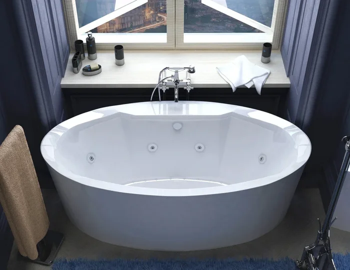 Atlantis Whirlpools Suisse 34 x 68 Oval Freestanding Air & Whirlpool Water Jetted Bathtub