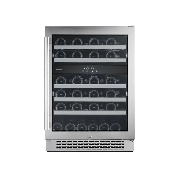 Avallon 46-Bottle Capacity Stainless Steel Dual Zone Cooling Built-In/Freestanding Wine Chiller