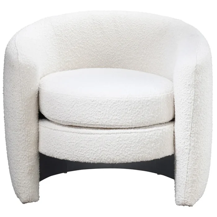 Avalon White Boucle Lounge Chair White Mid Century Modern Foam Boucle