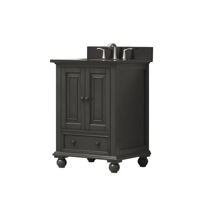Avanity Thompson 25-in Charcoal Glaze Single Sink Bathroom Vanity with Black Granite Top