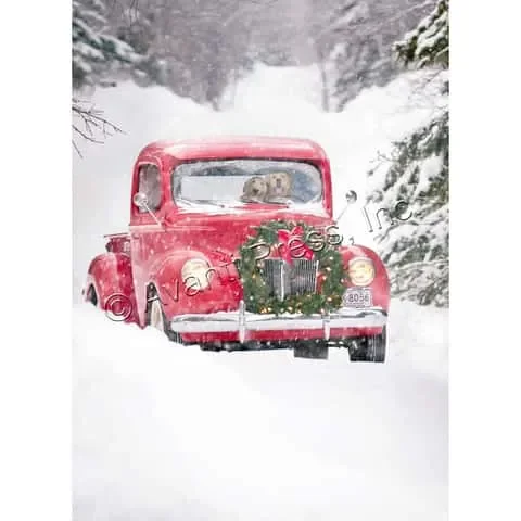 Avanti Press Christmas Dogs in Truck Greeting Card Paper 4 pc