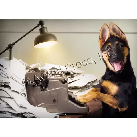 Avanti Press Dog At Typewriter Thank You Greeting Card Paper 1 pc